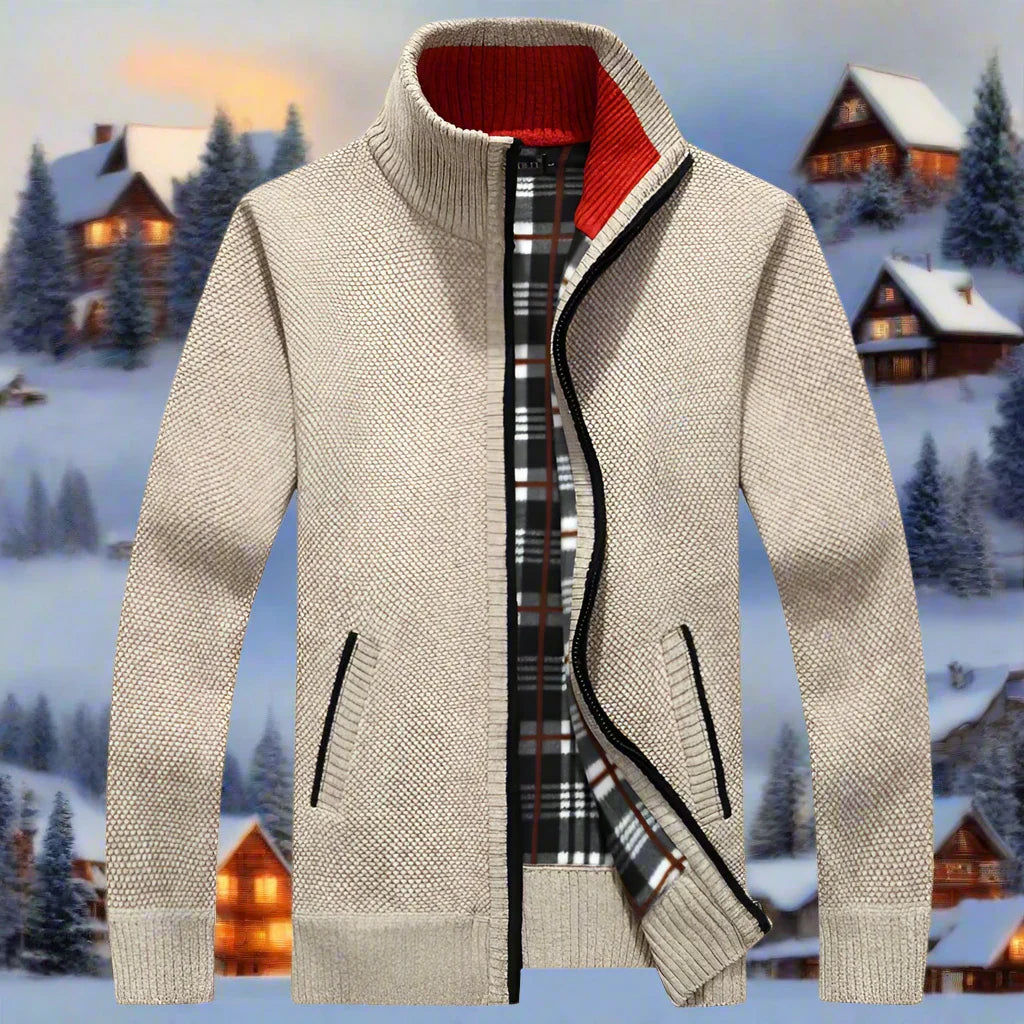 Thoran – Férfi cipzáras pulóver kockás béléssel