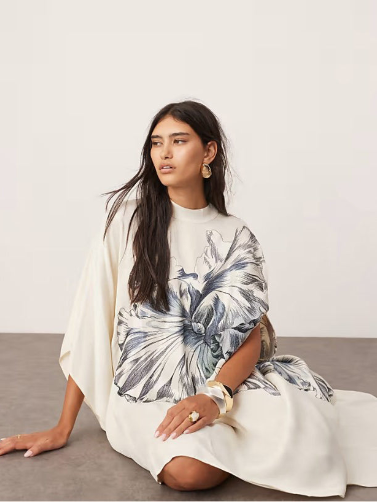 Isla | Women’s Floral Midi Dress | Oversized & Asymmetric