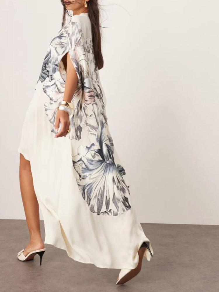 Isla | Women’s Floral Midi Dress | Oversized & Asymmetric