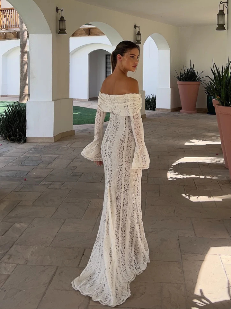 Isolde | Women’s Lace Maxi Dress | Off-Shoulder
