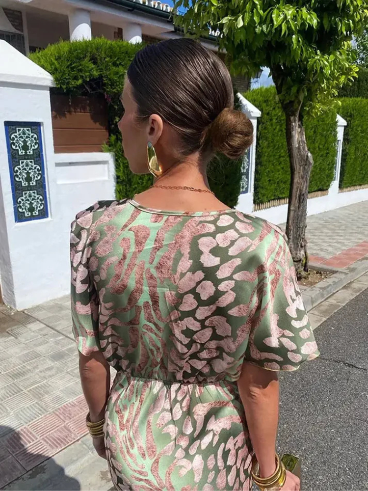Ivana | Women’s Long Dress | Hollow Neck & Elegant Flare Sleeves