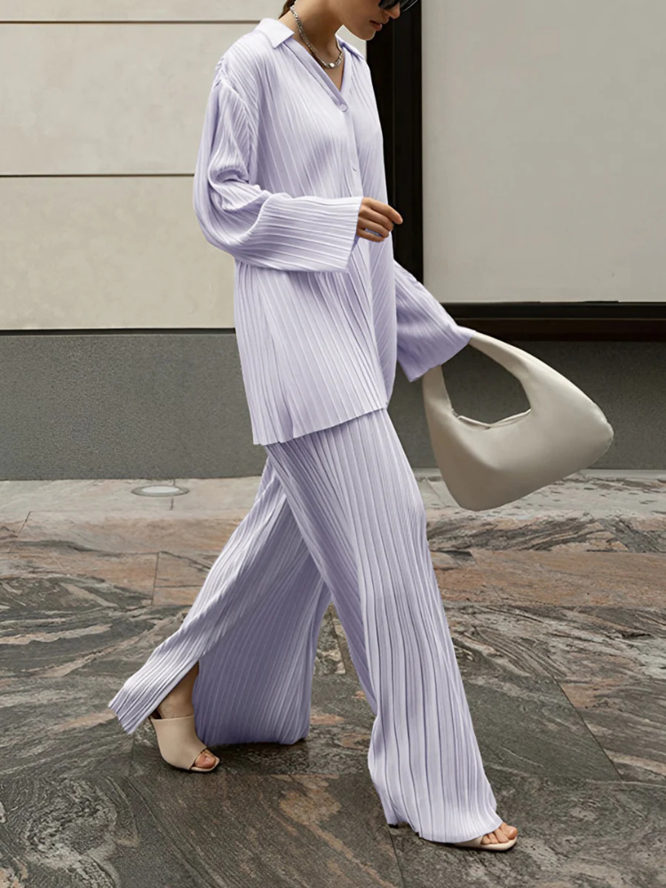 Juliana | Women’s Two-Piece Set | Oversized Pleated Leisure Pants
