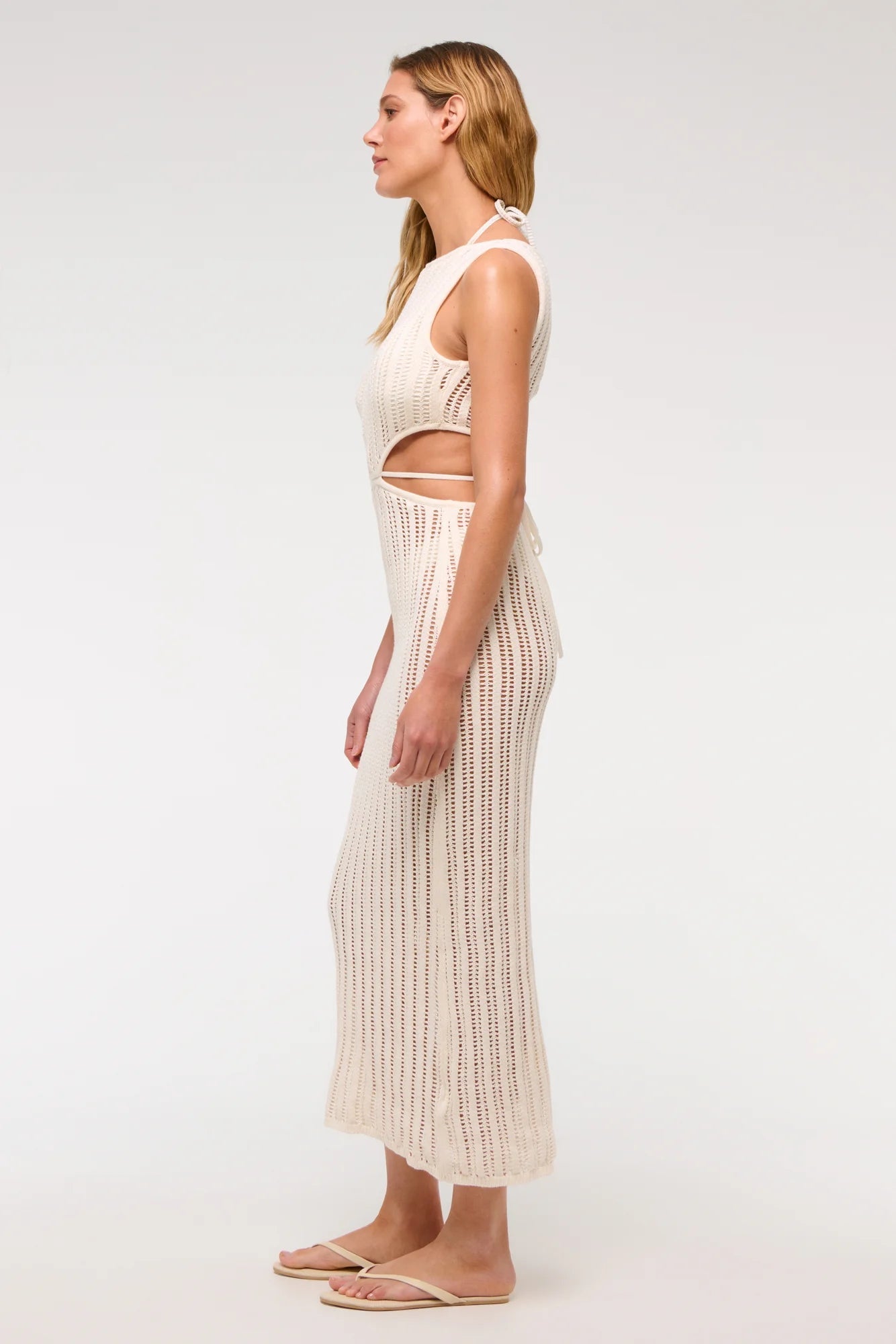 Knit Midi Dress | Sleeveless & Cut-Out | Elegant & Breathable