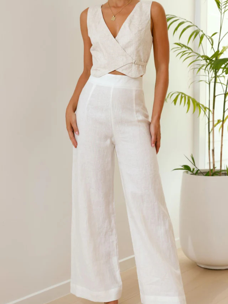 Karah | Women’s Pants | White High-Waist Relaxed Fit