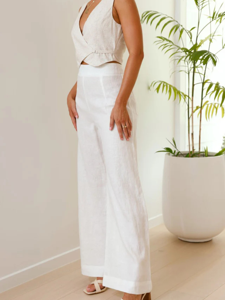 Karah | Women’s Pants | White High-Waist Relaxed Fit