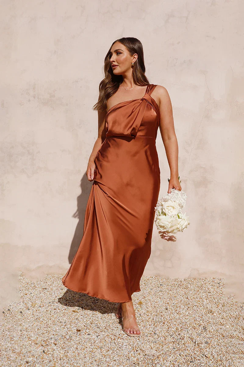 One-Shoulder Satin Maxi Dress | Elegant | Flowing Silhouette