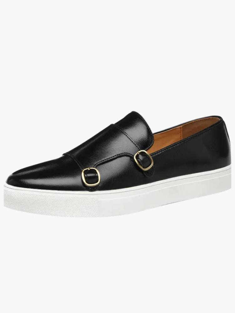 Lennox | Men’s Loafers | Black Leather Buckle Slip-On