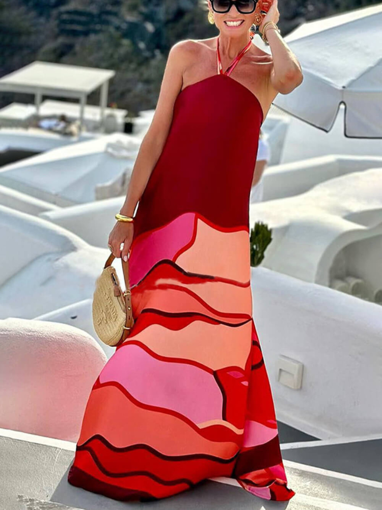 Leona | Women’s Halter Dress | Printed Maxi