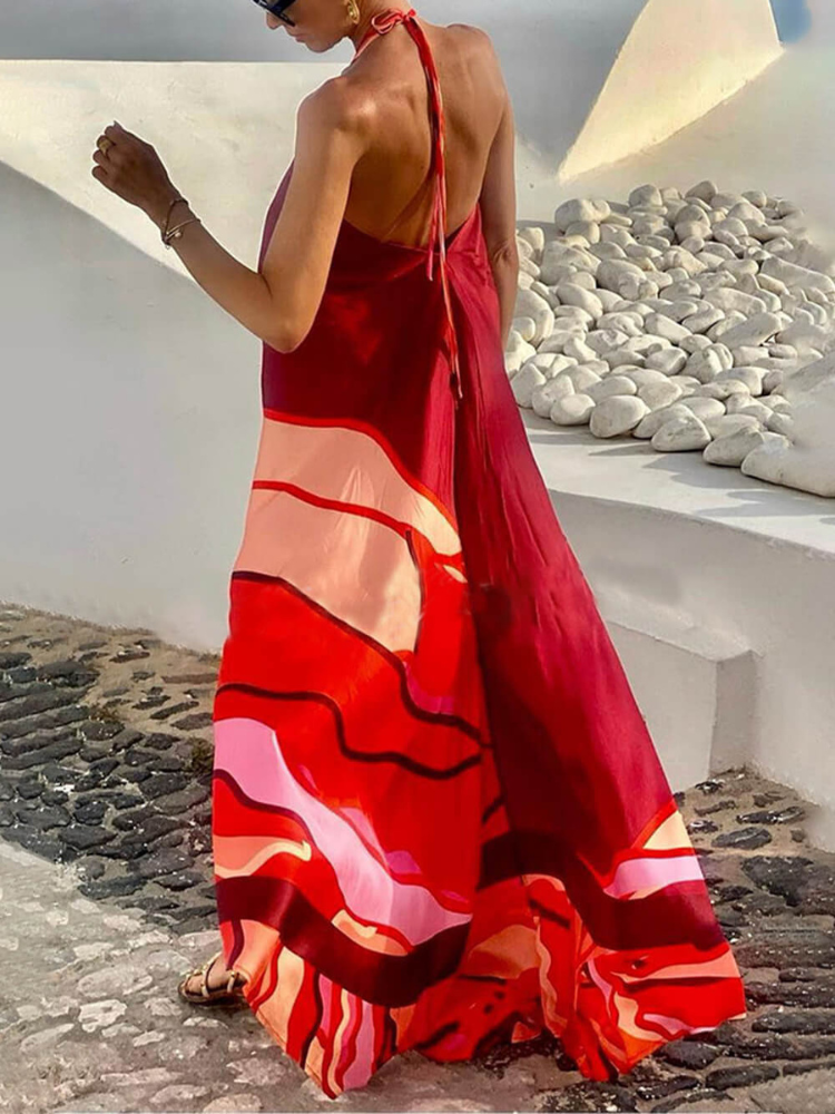Leona | Women’s Halter Dress | Printed Maxi