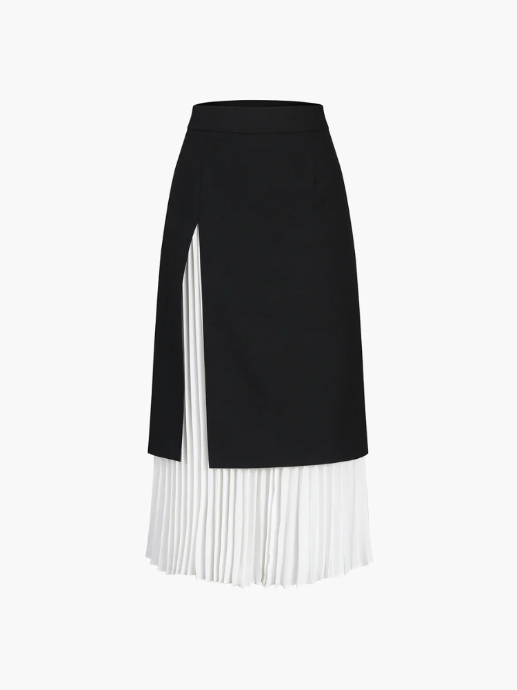 Leona | Women’s Long Skirt | Two-Tone Pleated Flow