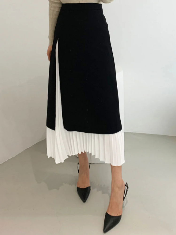 Leona | Women’s Long Skirt | Two-Tone Pleated Flow