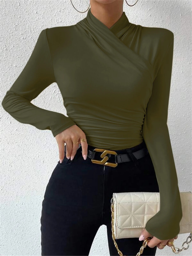 Liora | Women’s T-Shirt | Cross-Over Pleated Cinched