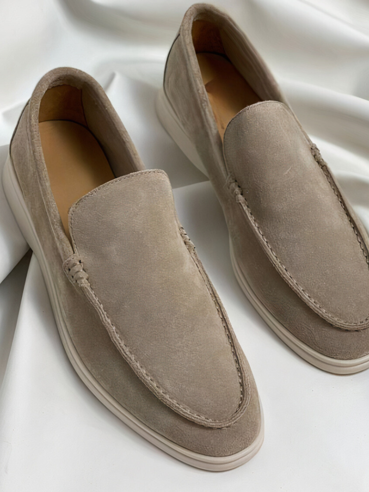 Luca | Men’s Loafers | Light Taupe Suede Slip-On