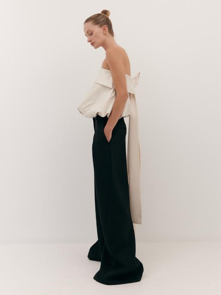 Lumi | Women’s Tube Top | Satin Bow-Back and Sculpted Fit