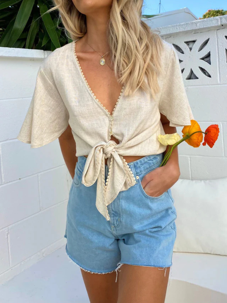 Lydia | Women’s Top | Natural Relaxed Fit with Textured Detail