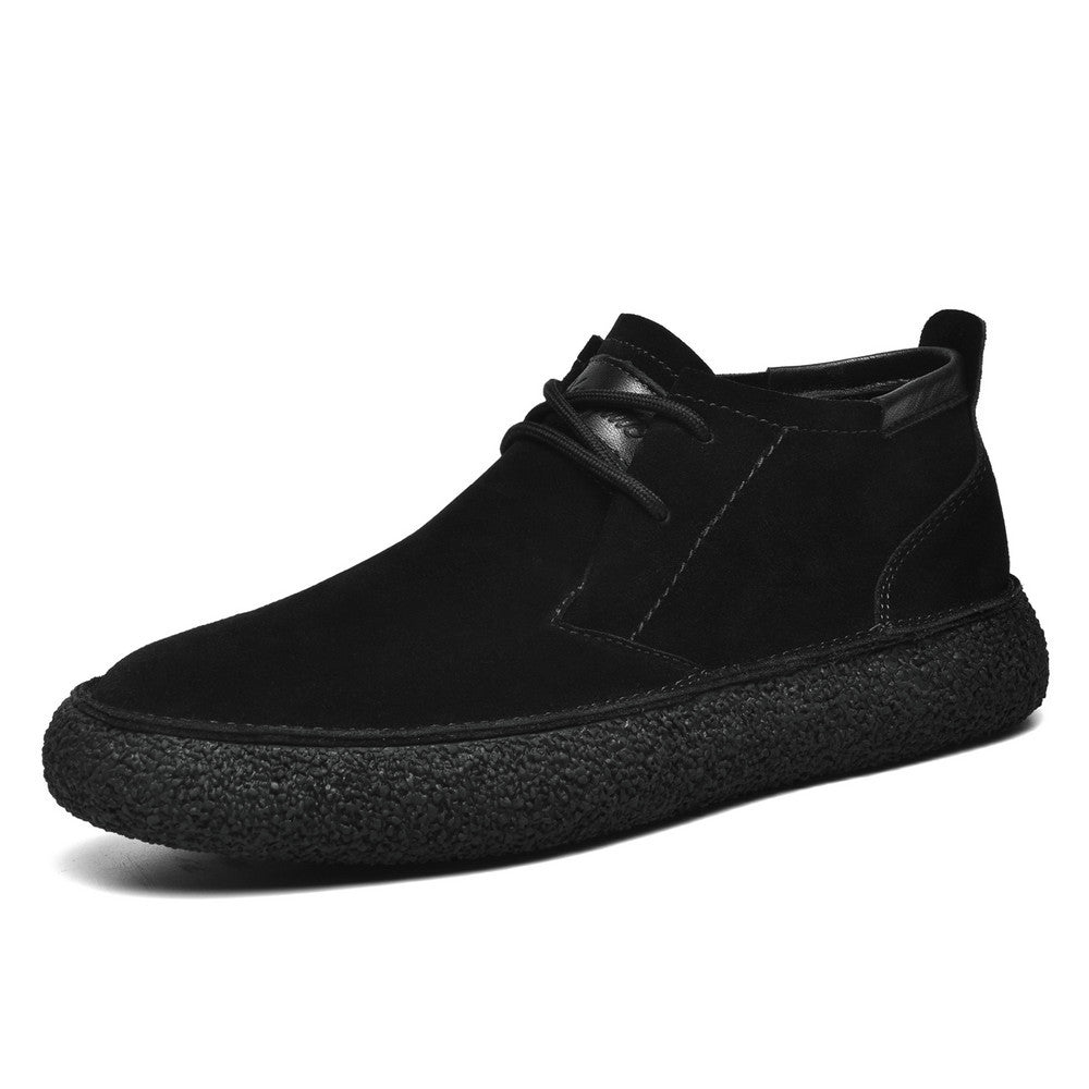 Men’s Lace-Up Mid-Top Loafers – Textured Sole Design