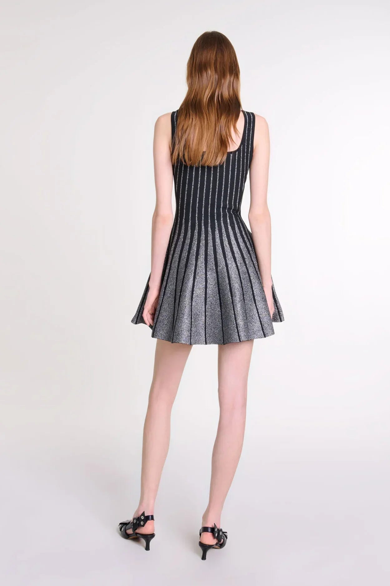 Black Pleated Mini Dress | Metallic Finish | Chic & Flirty