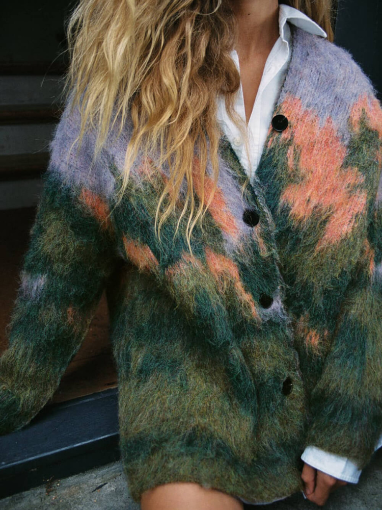 Marin | Women’s Knit Coat | Scenic Patterned Design