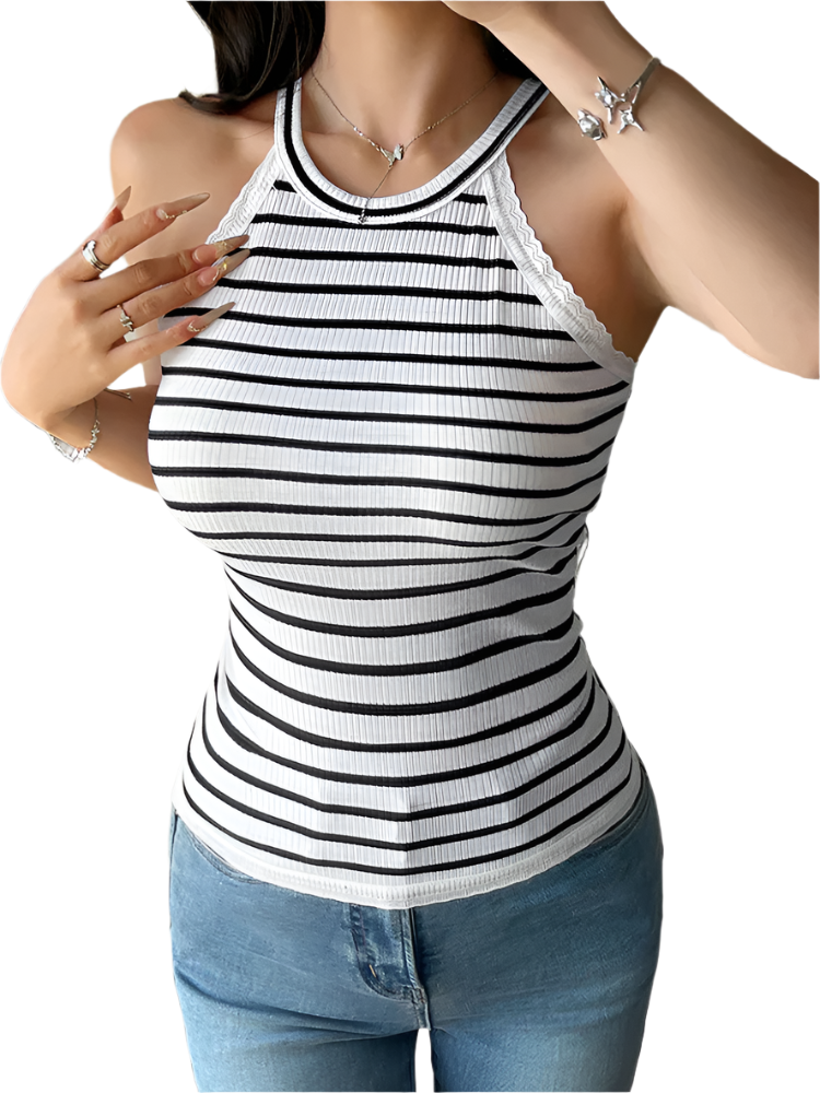 Maris | Women’s Top | Striped Sleeveless Casual Round Neck