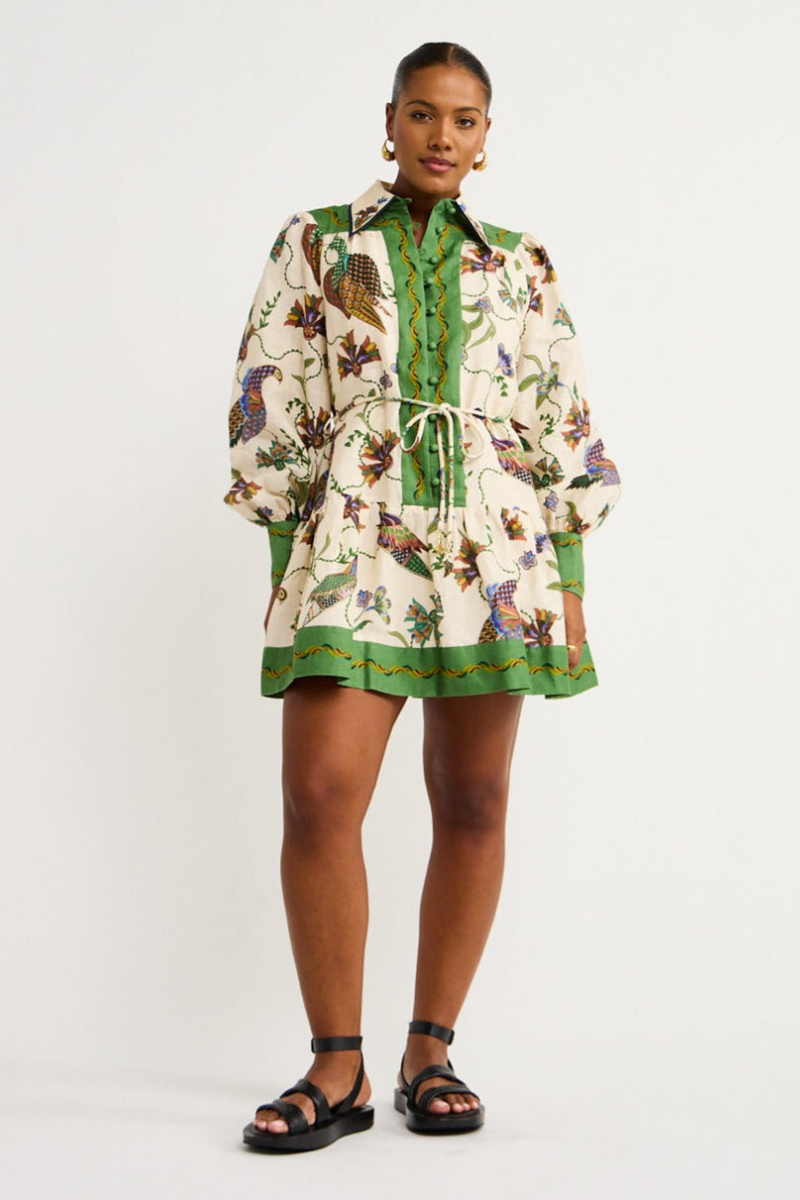 Printed Long-Sleeve Mini Dress | Elegant | Chic and Playful