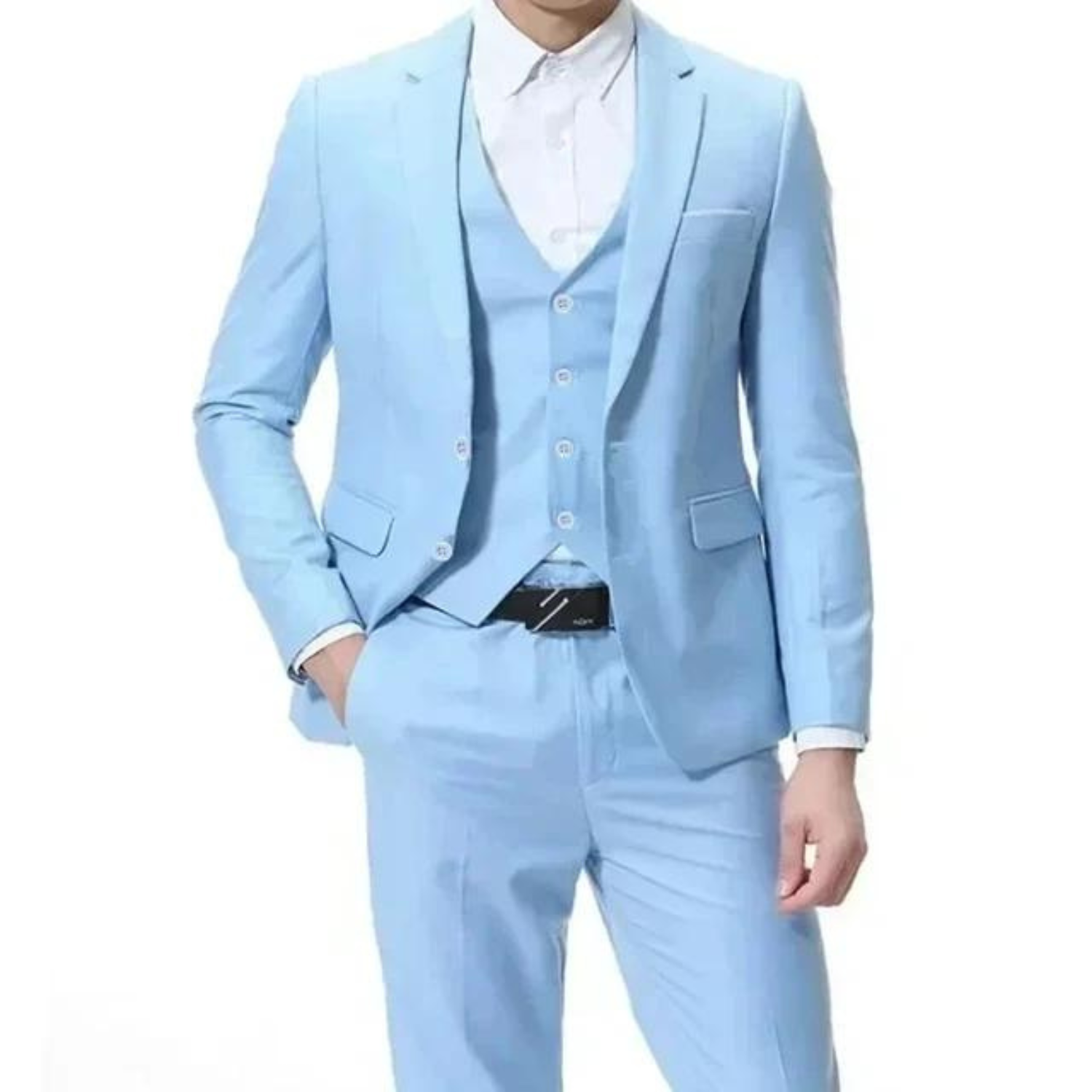 Men’s Three-Piece Suit — Single Button Closure