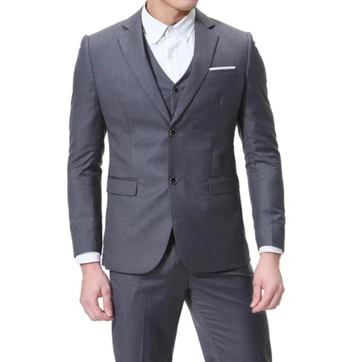 Men’s Three-Piece Suit — Single Button Closure