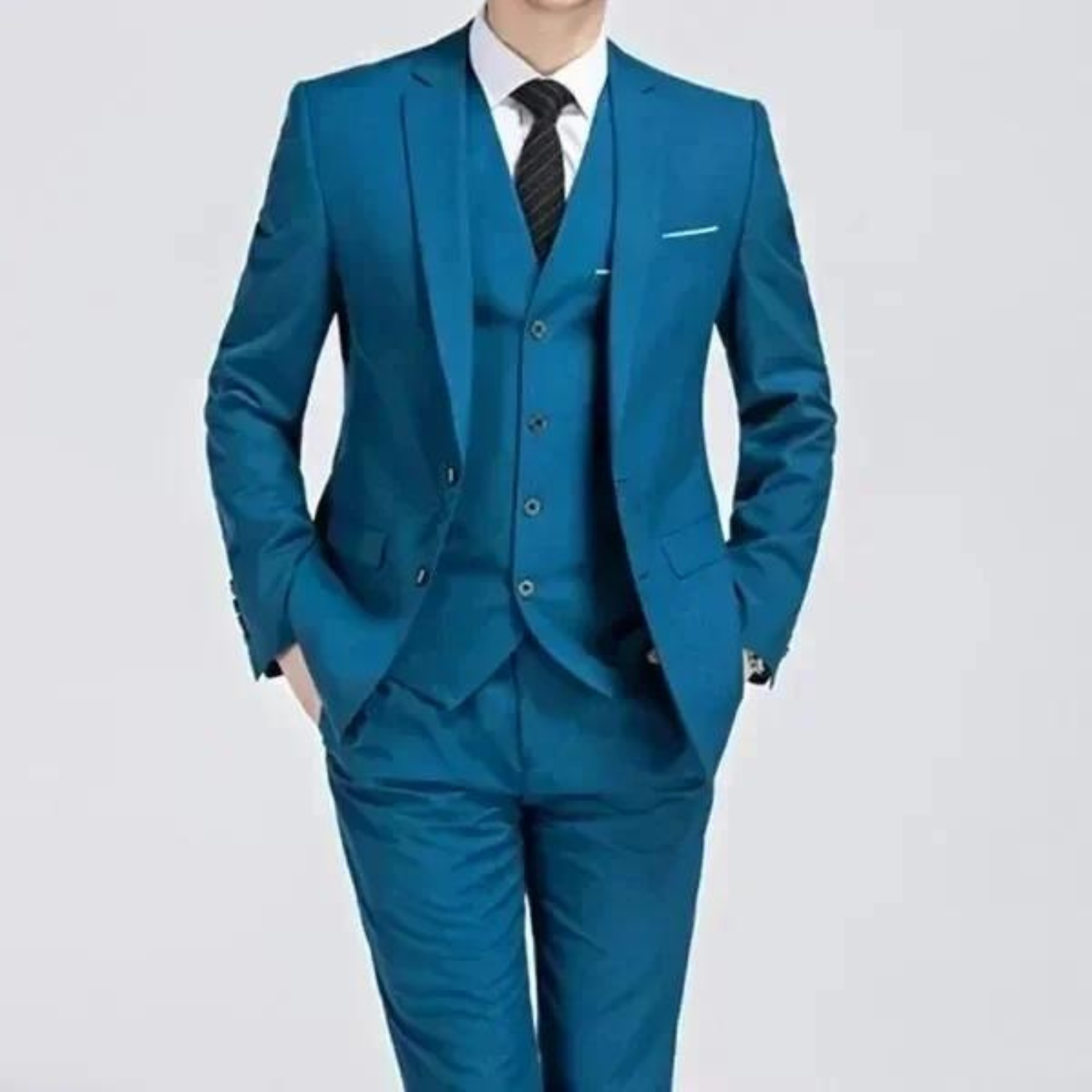 Men’s Three-Piece Suit — Single Button Closure