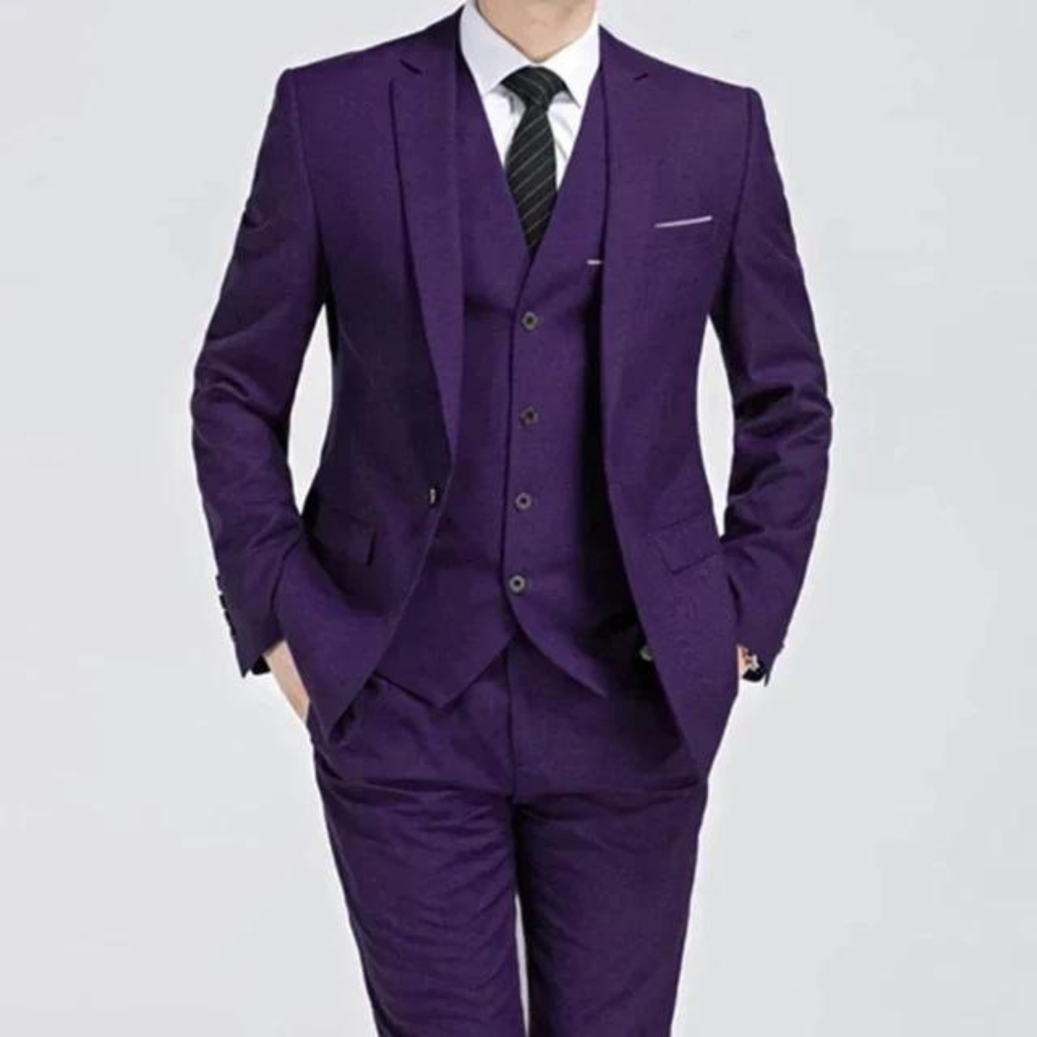 Men’s Three-Piece Suit — Single Button Closure