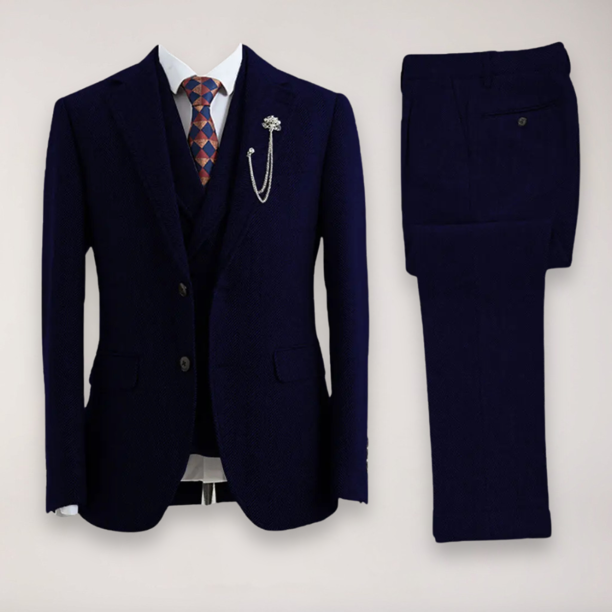 Men's 3-Piece Herringbone Tweed Suit – Jacket, Waistcoat and Trousers