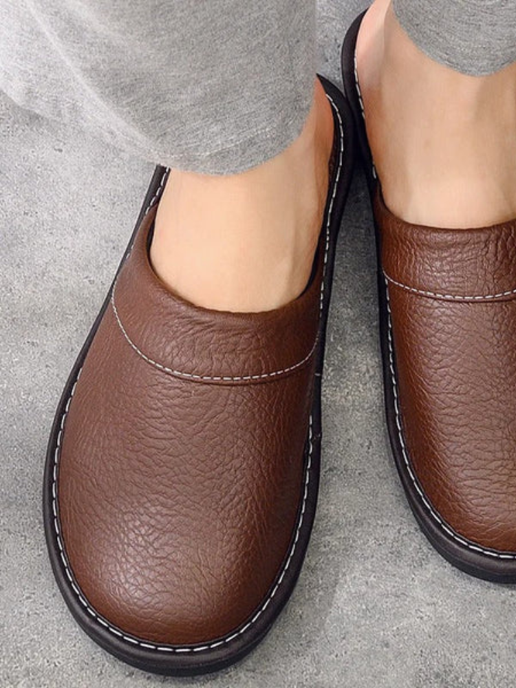 Nerio | Men’s Slippers | Durable Leather Comfort Indoor Outdoor
