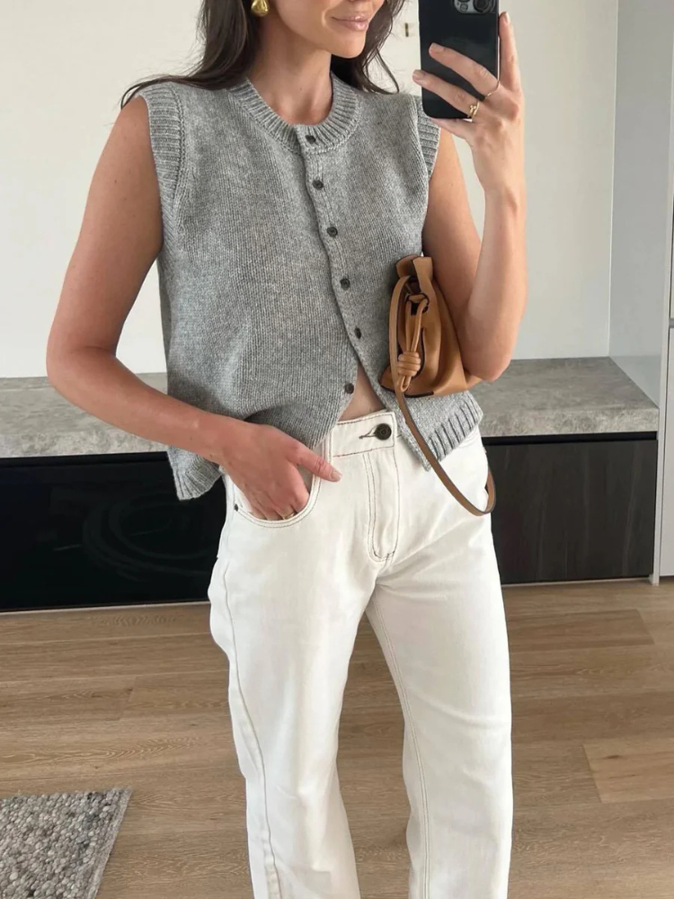 Nola | Women’s Sweater Vest | Casual Button Up Knit
