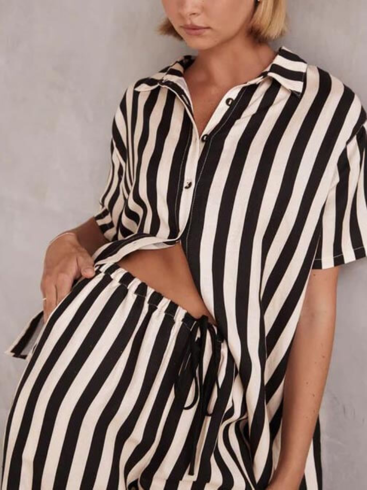 Nyla | Women’s Wide Leg Pants | Striped and Relaxed Fit