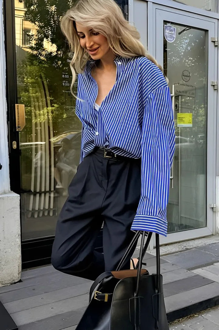Striped Oversized Shirt | Classic Button-Up | Effortless Style