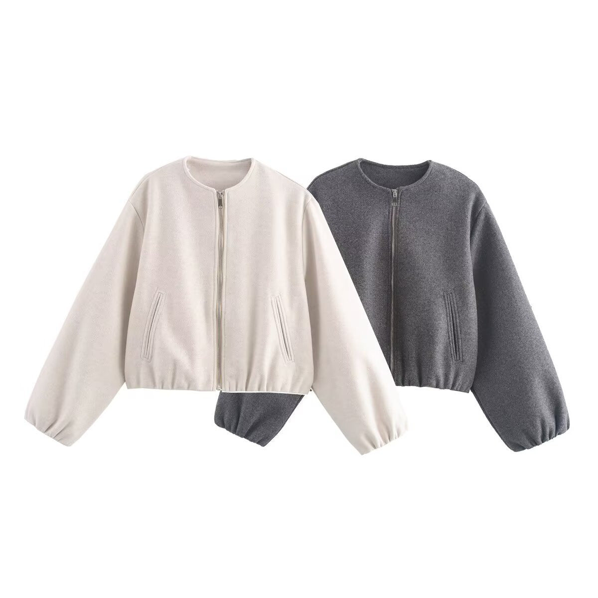 Valenciann - Chaqueta bomber para mujer con cuello alto y bolsillos laterales