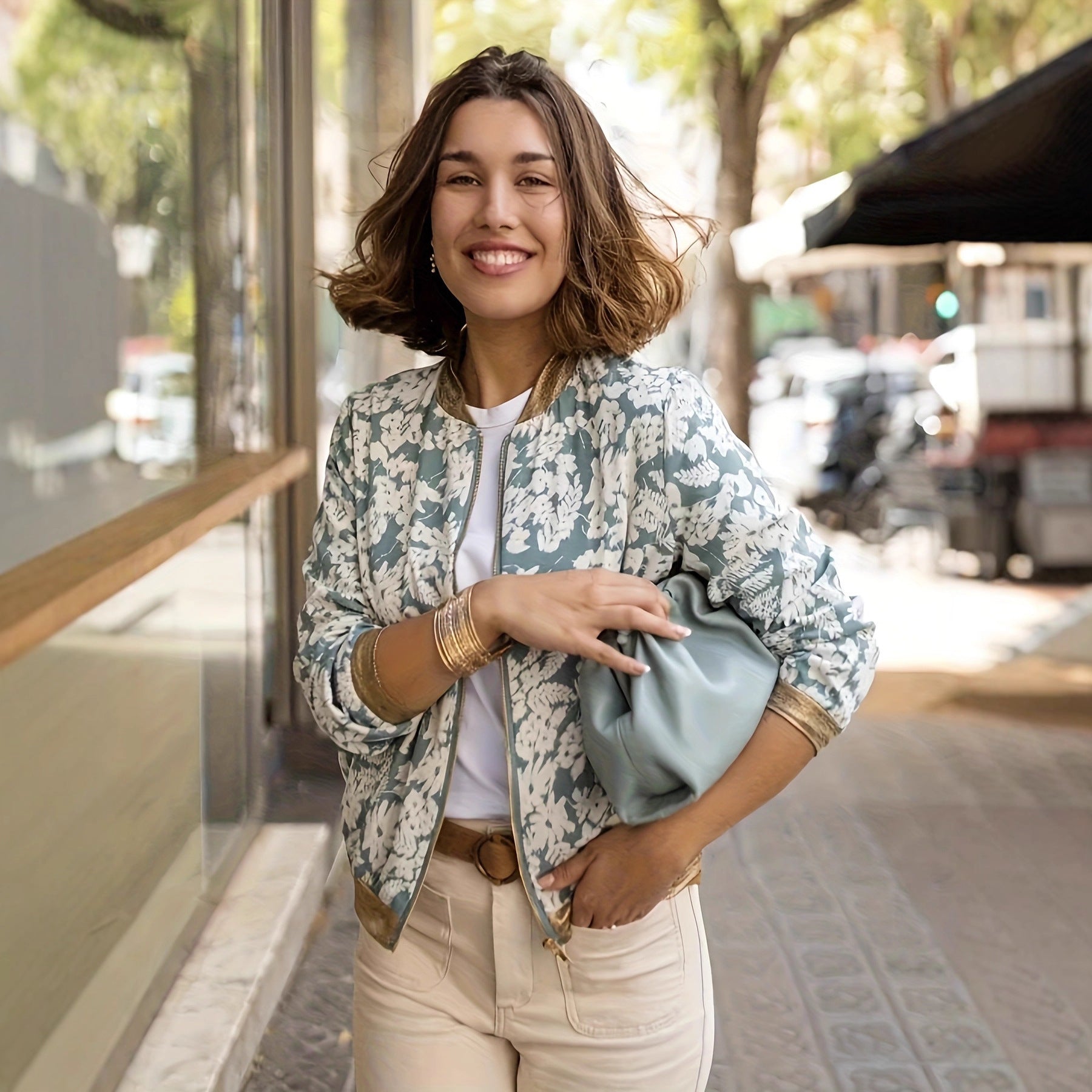 Floriana - Womens Floral Bomber Jacket