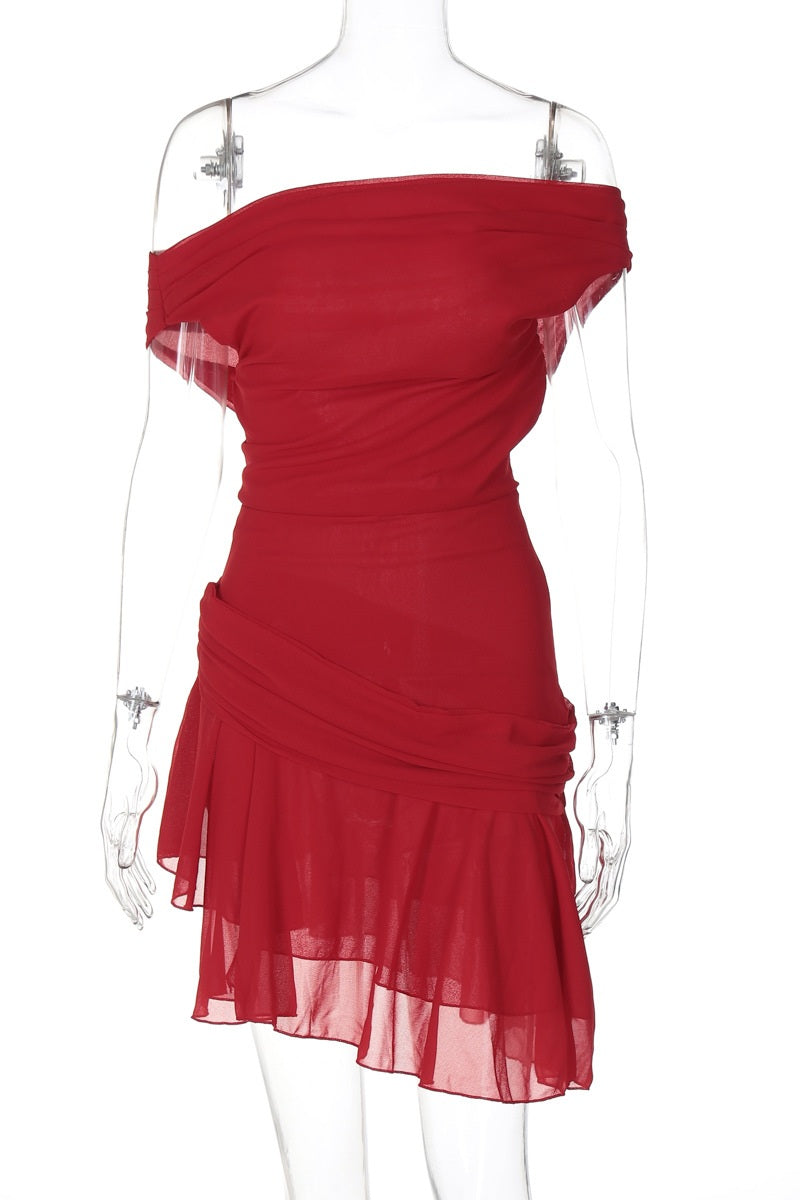 Asymmetrical Off-Shoulder Mini Dress | Elegant & Flowy | Chic & Timeless