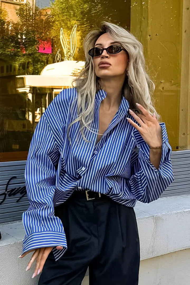 Striped Oversized Shirt | Classic Button-Up | Effortless Style