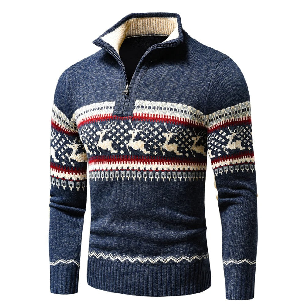Men’s Festive Sweater – Zip Up High Collar