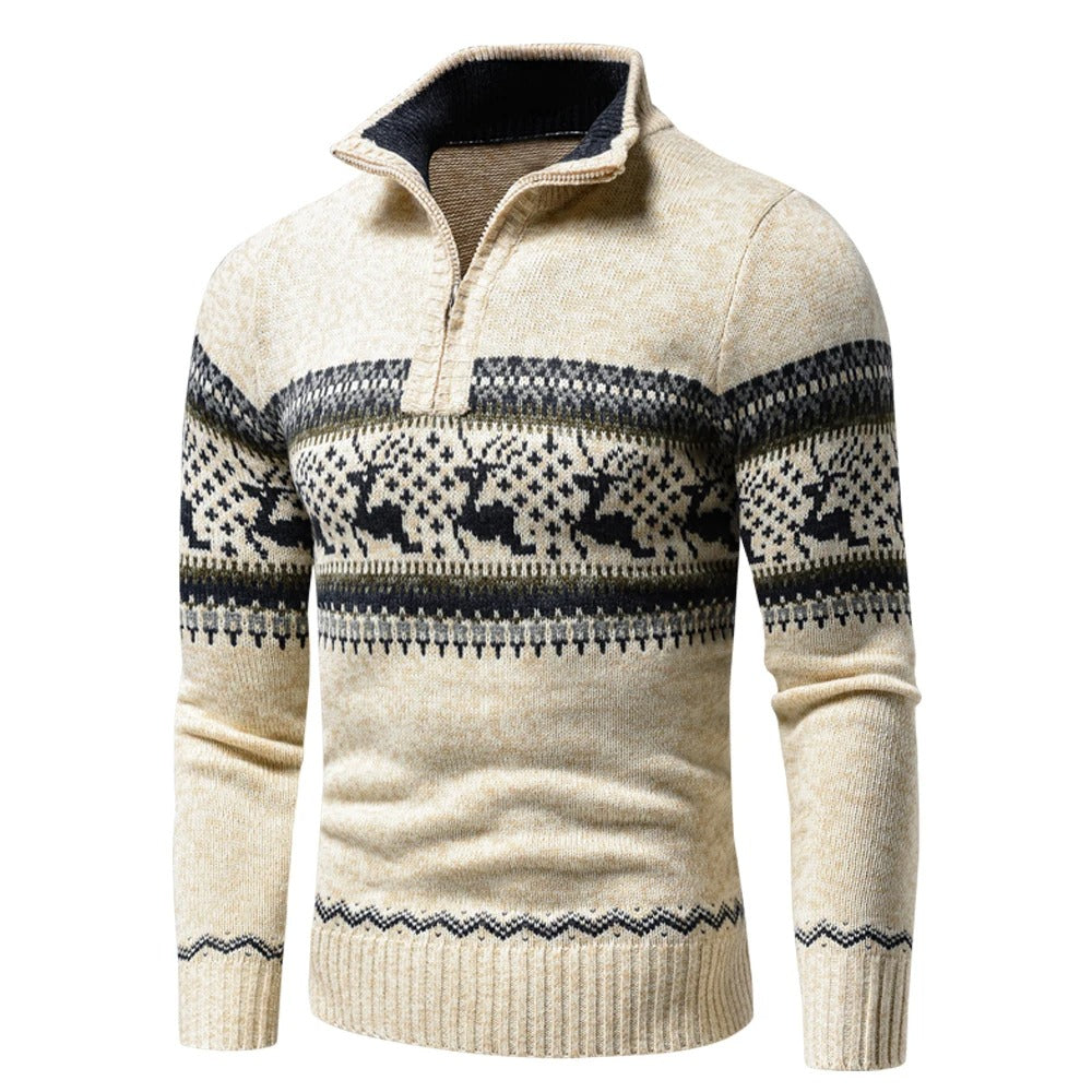 Men’s Festive Sweater – Zip Up High Collar