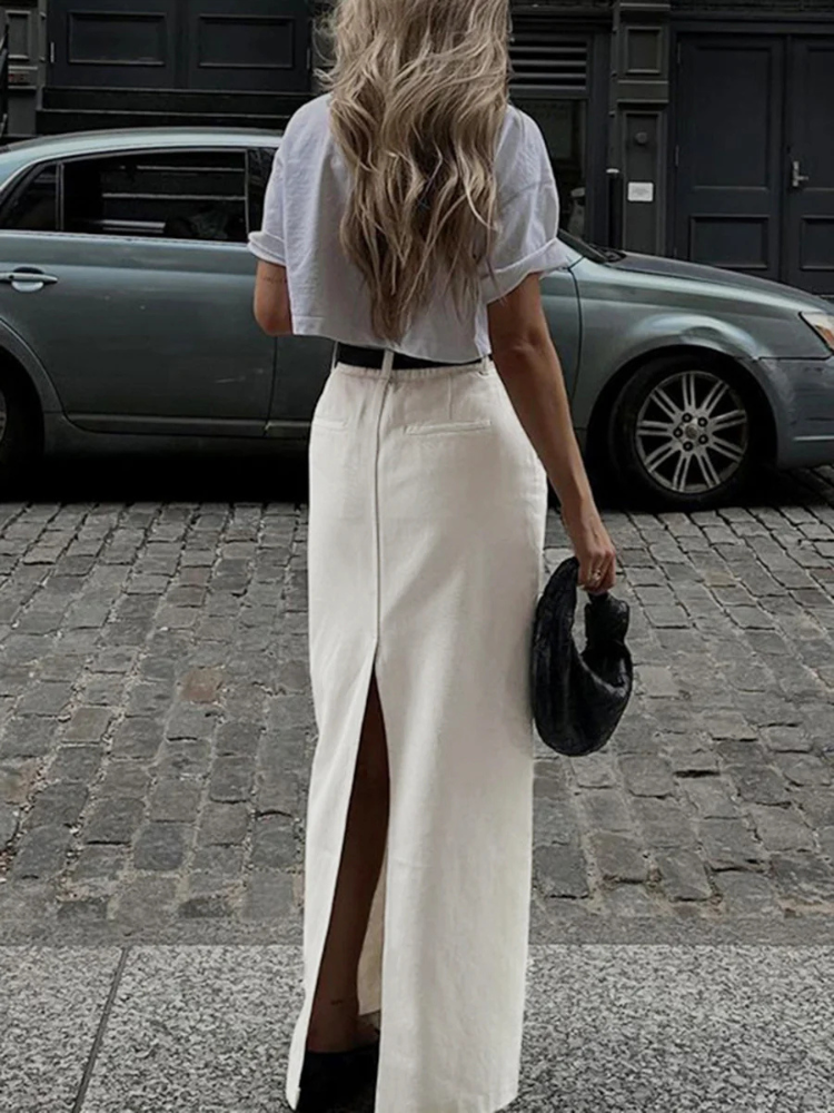 Reva | Women’s Maxi Skirt | Slit Minimal Flow