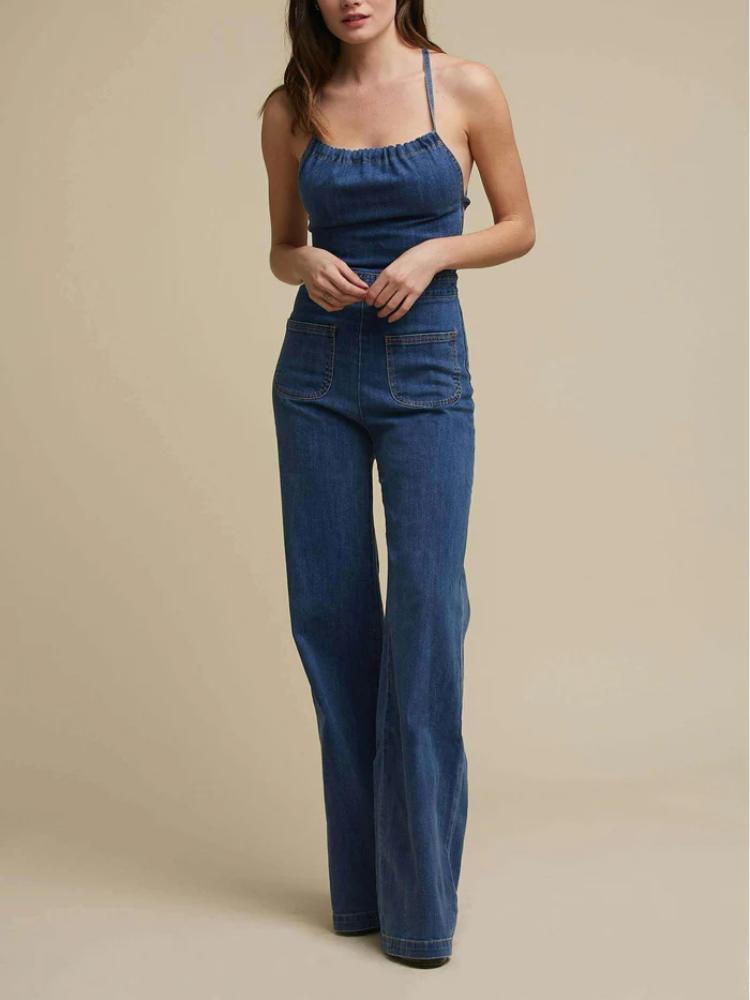 Rheana | Women’s Jumpsuit | Flared Denim Tie-Back