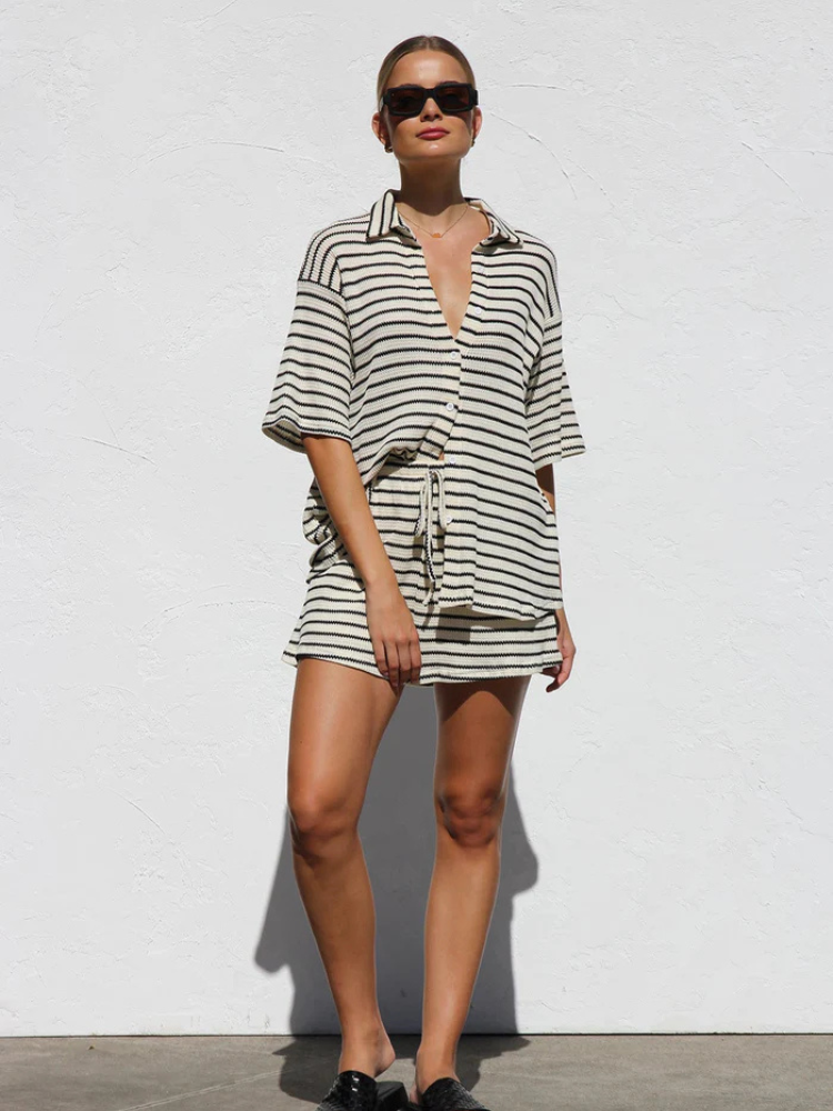 Ruth | Women’s Black Knit Set | Sleek & Textured