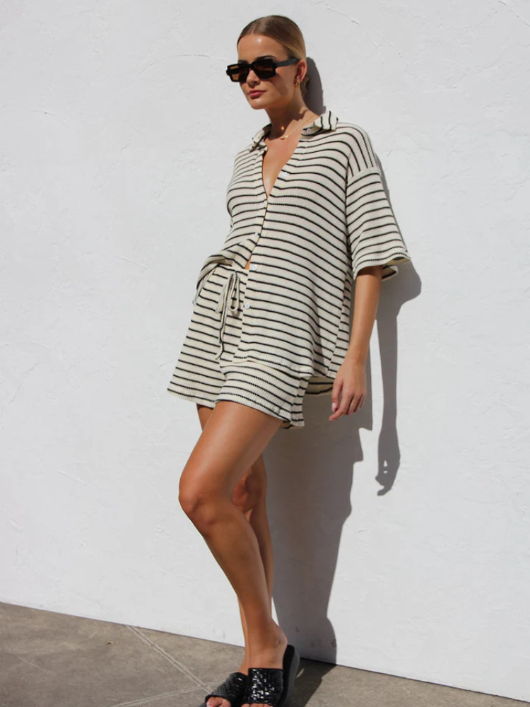 Ruth | Women’s Black Knit Set | Sleek & Textured