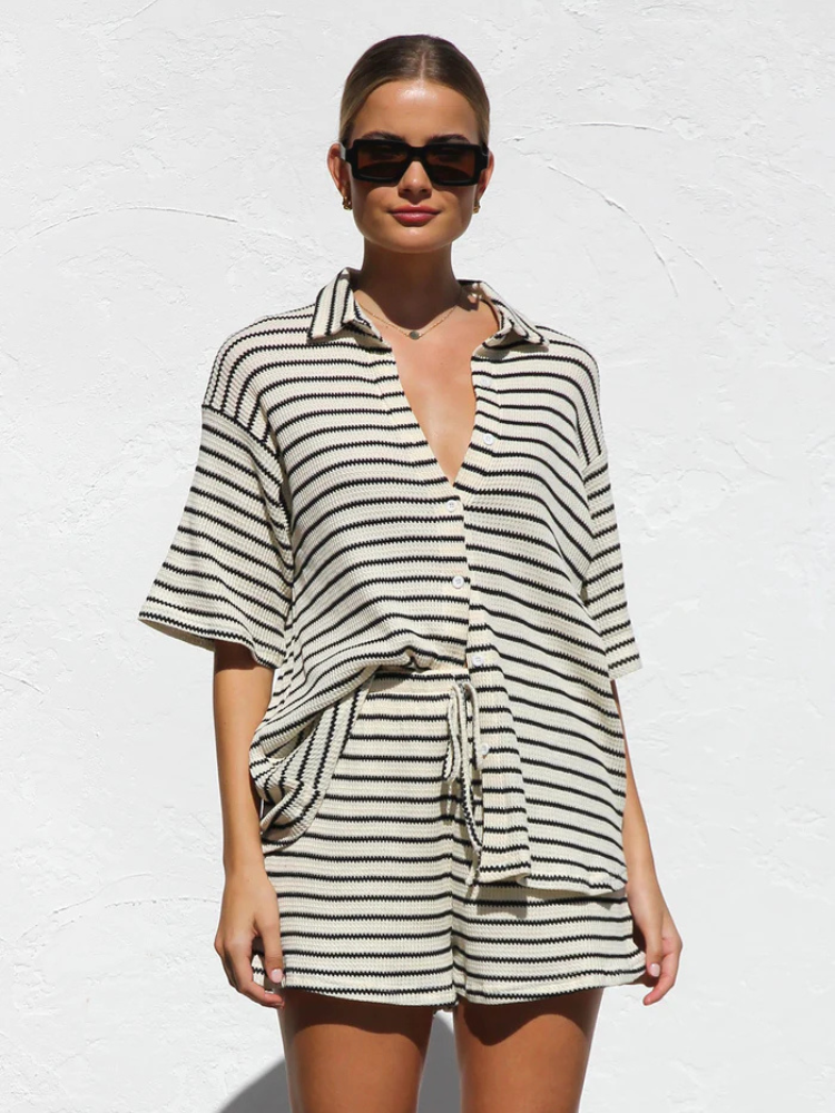Ruth | Women’s Black Knit Set | Sleek & Textured
