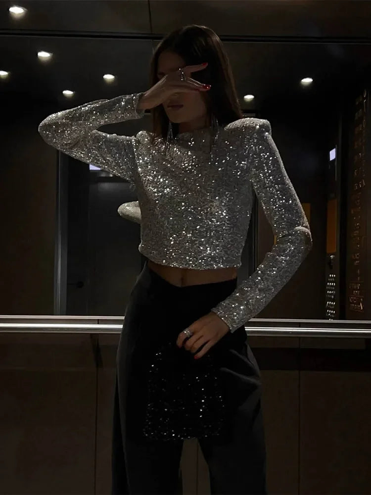 Alessia - Sequin Cropped Top