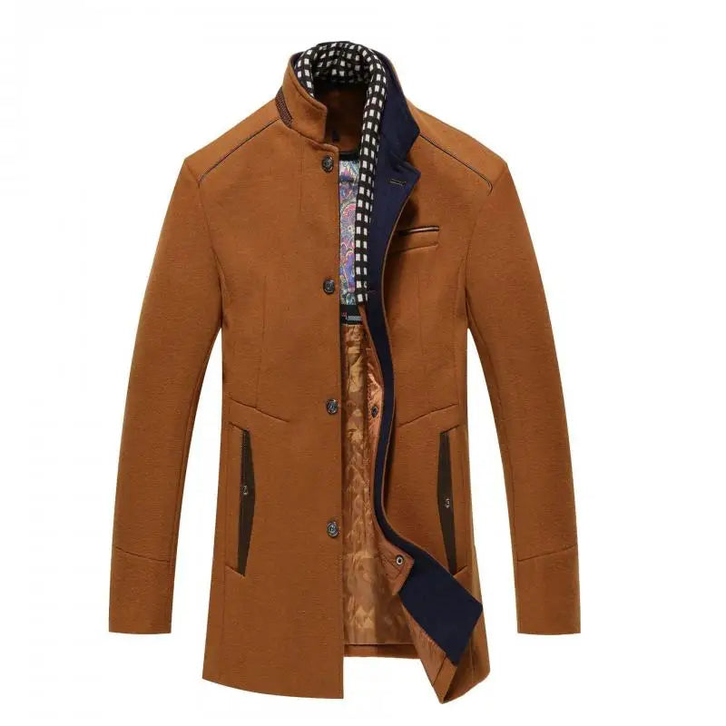 Alestan – Men’s Wool Winter Trench Coat with Detachable Scarf