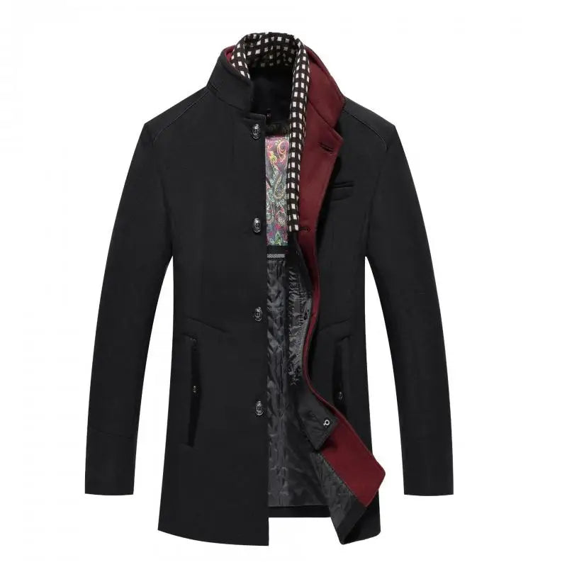 Alestan – Men’s Wool Winter Trench Coat with Detachable Scarf