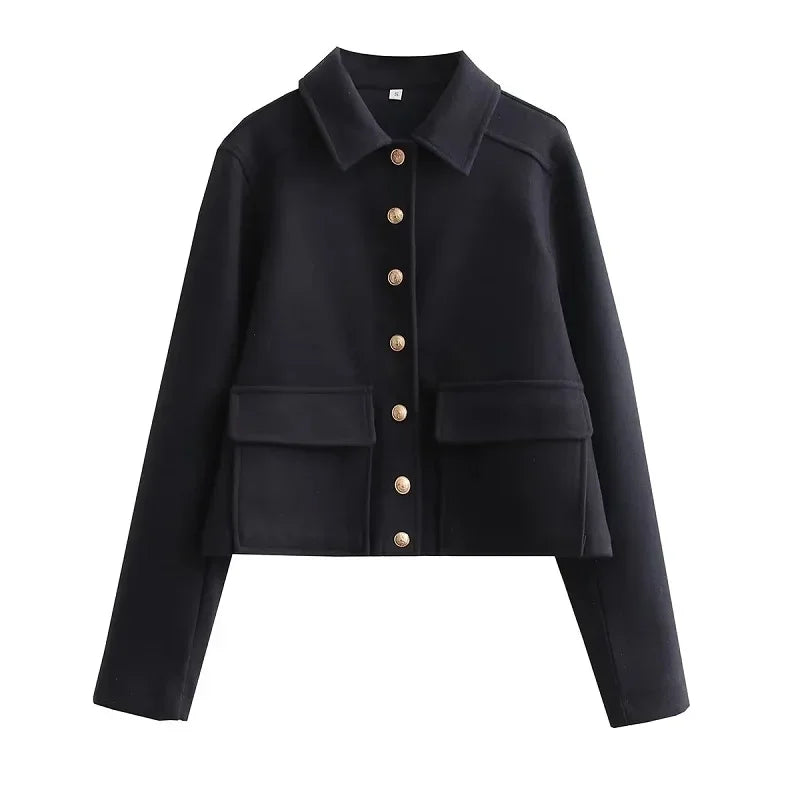 Celandria – Women’s Winter Cropped Button Jacket