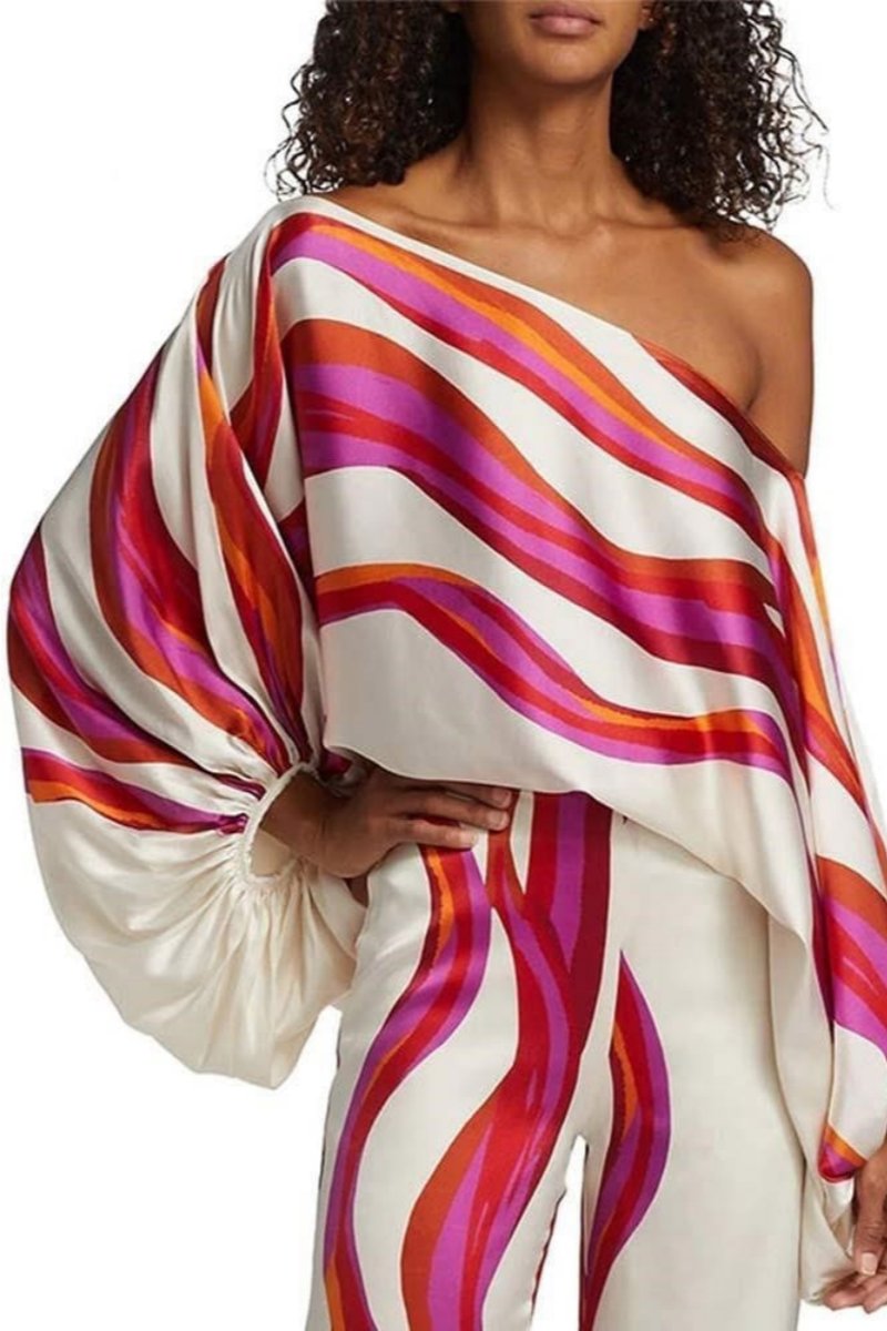 One-Shoulder Wide-Leg Set | Bold Print | Elegant & Chic