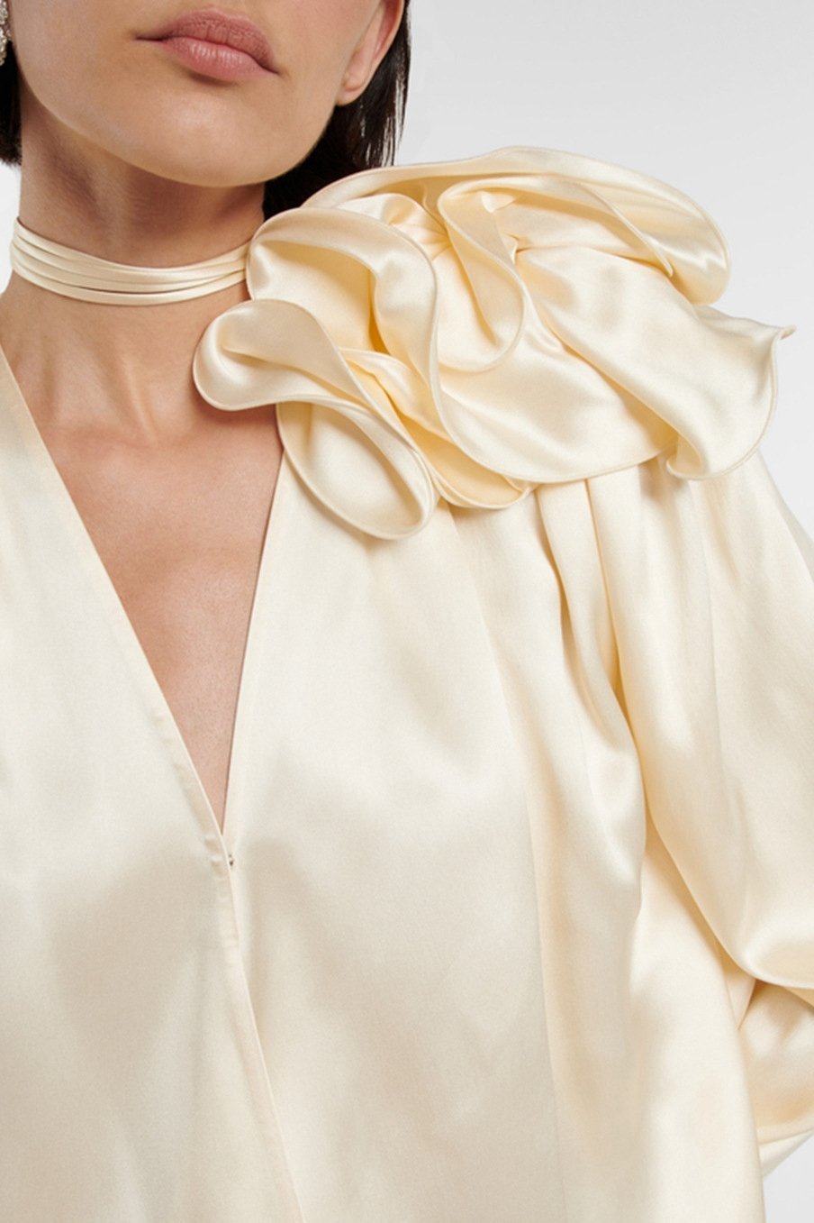 Satin Bow Blouse | Elegant & Lustrous | Statement Neckline